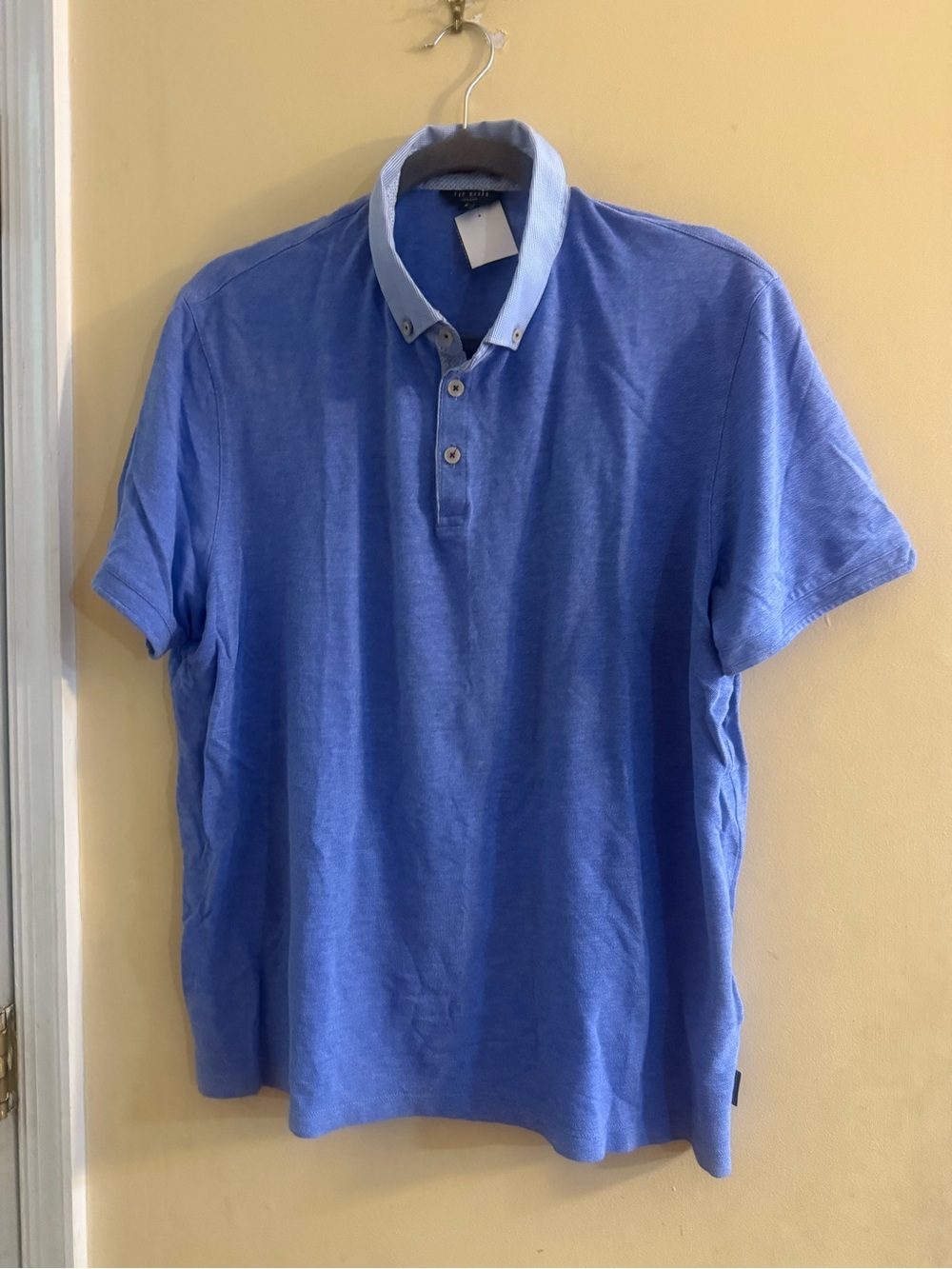 Ted Baker Men's Blue Polo Shirt - Classic Short Sleeve, TB size 6 = US 2XL
